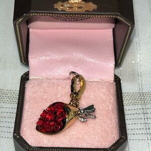 Juicy Couture Gold and Red Rose Charm in Original Box